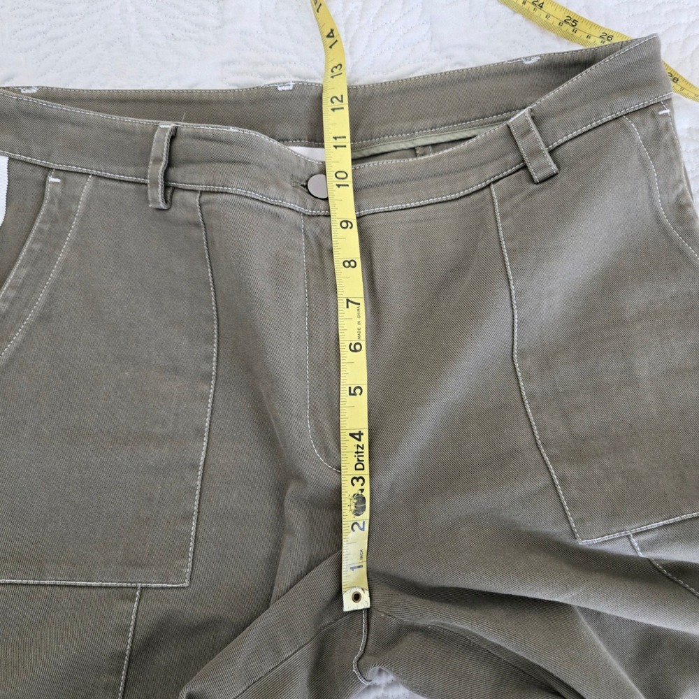 TWP Womens Army Green Side Stripe Utility Pants Contrast Stitch Size 12 - Picture 5 of 8